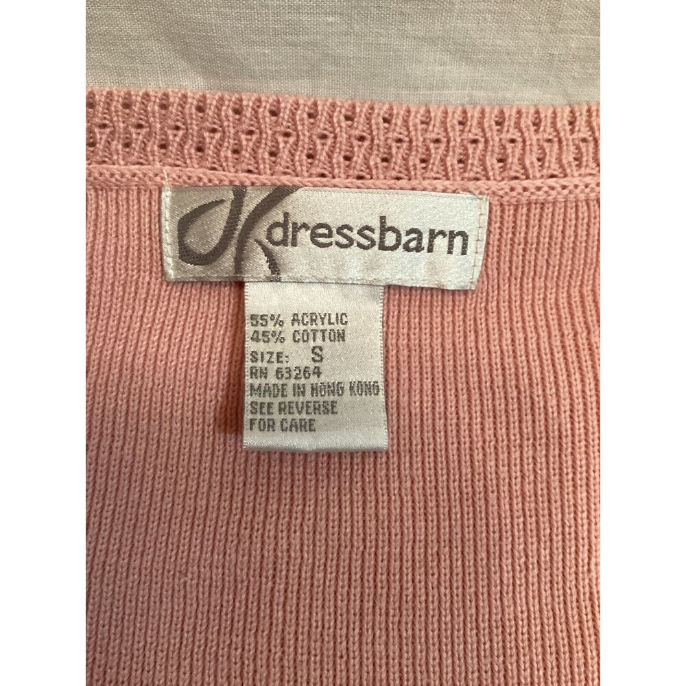 DRESSBARN True Pink Cotten Blend Delicate Pull Over Sweater 3/4 Sleeve Sz Small - Picture 5 of 11